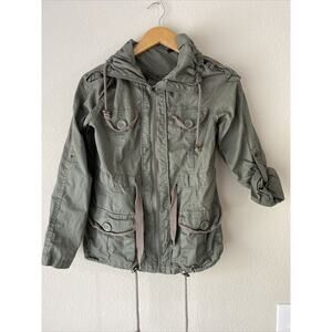 Last Kiss Military Utility Coat Style Moss Olive Army Green Small